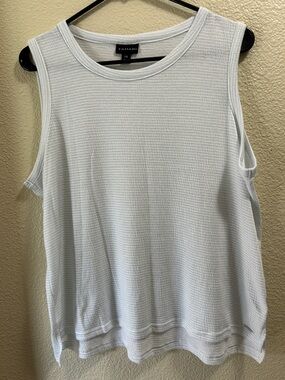 Talbots White And Pale Blue Waffle Knit Tank
